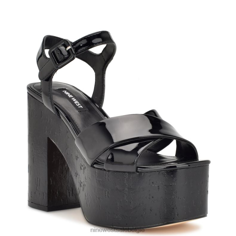 Nine West L48XT159 zwart patent Rilay-platformsandalen