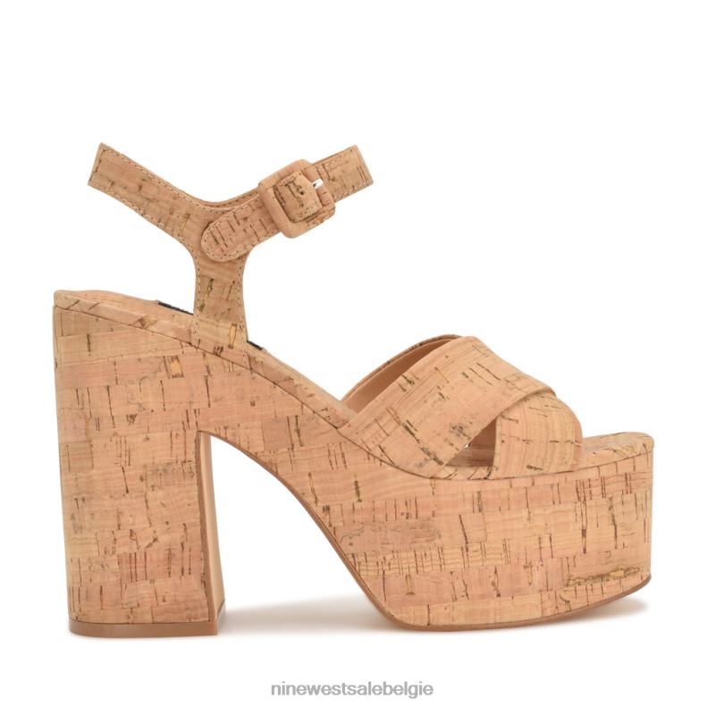 Nine West L48XT160 natuurlijke kurk Rilay-platformsandalen