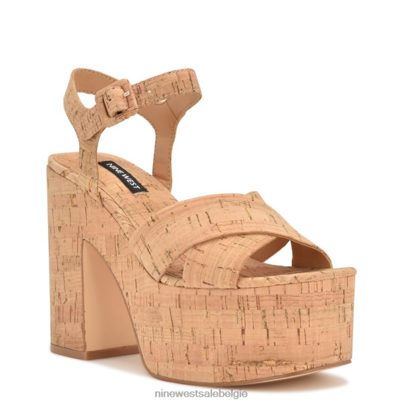 Nine West L48XT160 natuurlijke kurk Rilay-platformsandalen