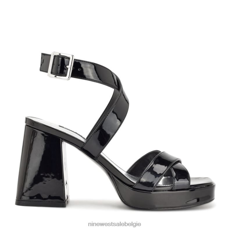 Nine West L48XT1711 zwart patent platformsandalen met enkelbandje