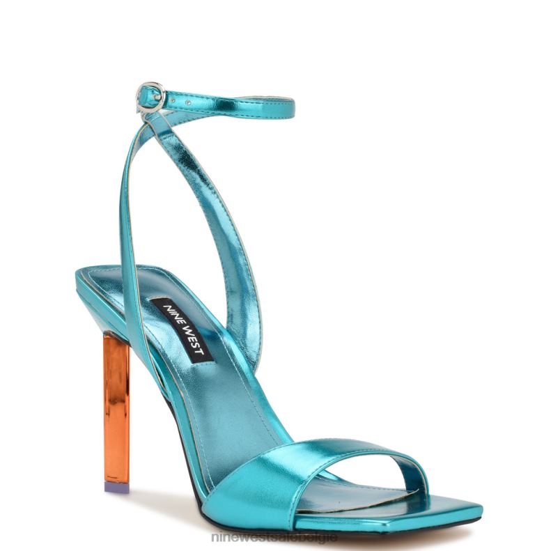 Nine West L48XT1736 aquablauw metallic Maris sandalen met hak