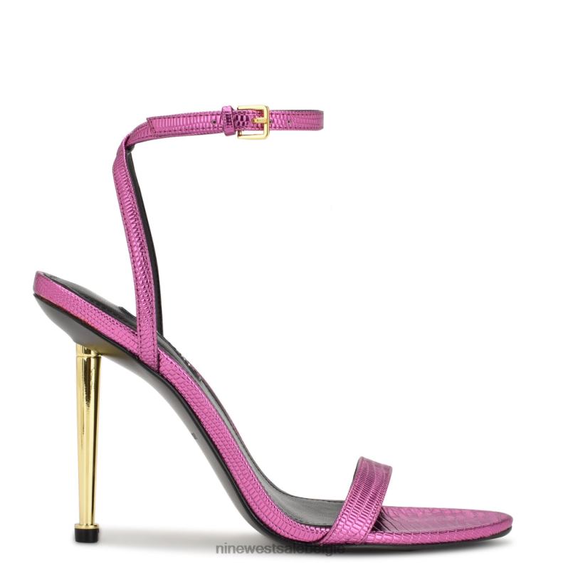 Nine West L48XT1738 magenta metallic hagedisprint Sandalen met enkelbandje van reina