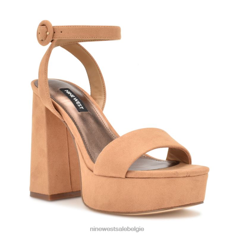 Nine West L48XT1762 cognac suède Jans platformsandalen