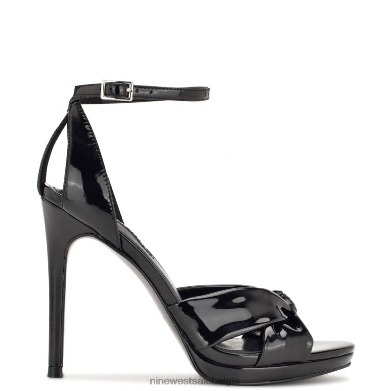 Nine West L48XT1776 zwart patent Loya sandalen met enkelbandje