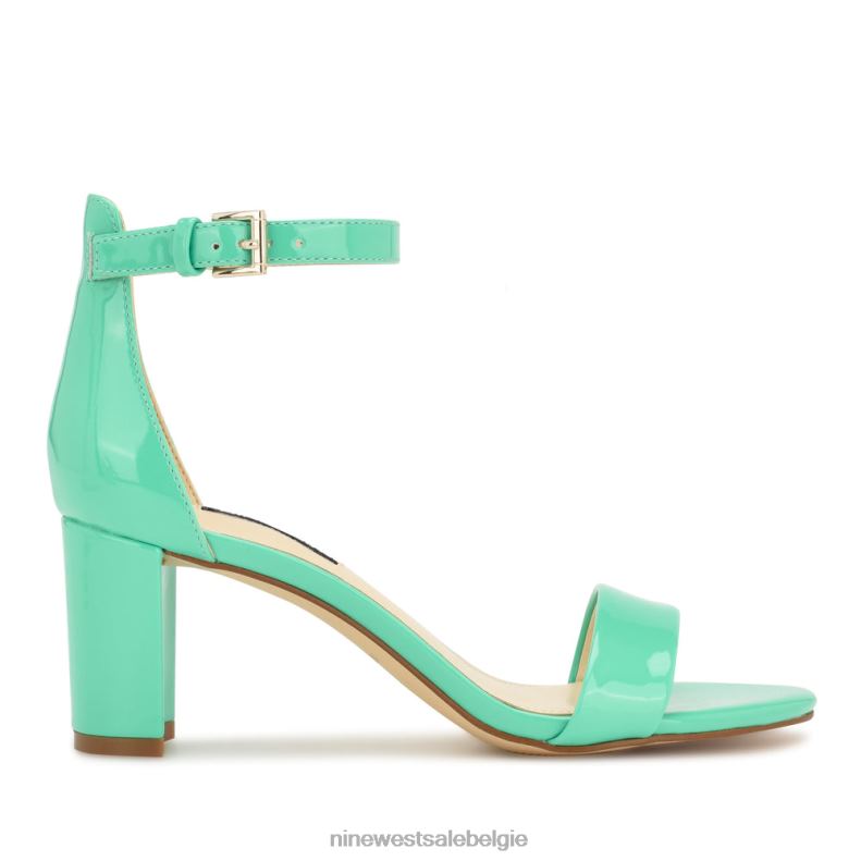 Nine West L48XT180 neon mintgroen lak Sparren sandalen met enkelbandje en blokhak