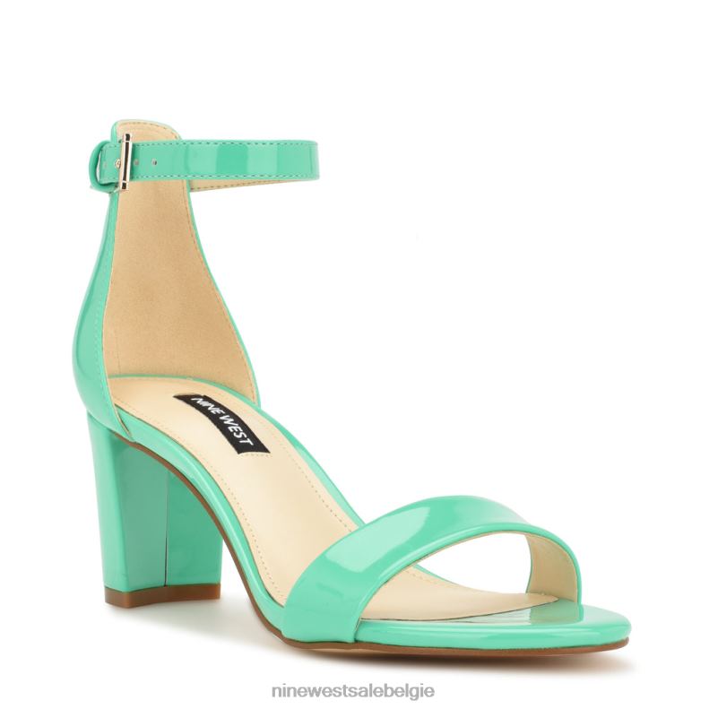 Nine West L48XT180 neon mintgroen lak Sparren sandalen met enkelbandje en blokhak