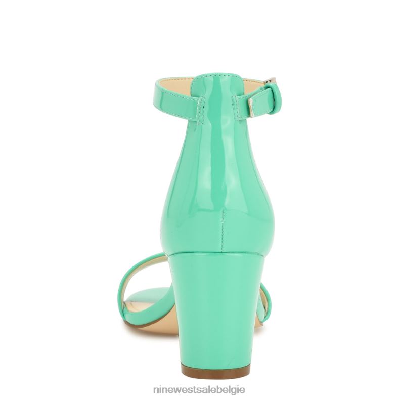 Nine West L48XT180 neon mintgroen lak Sparren sandalen met enkelbandje en blokhak