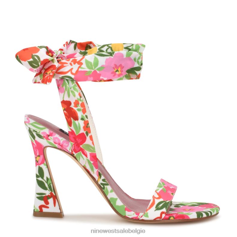 Nine West L48XT183 roze multi-tuin bloemen Kelsie sandalen met enkelwikkel en hak