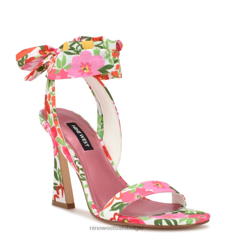 Nine West L48XT183 roze multi-tuin bloemen Kelsie sandalen met enkelwikkel en hak