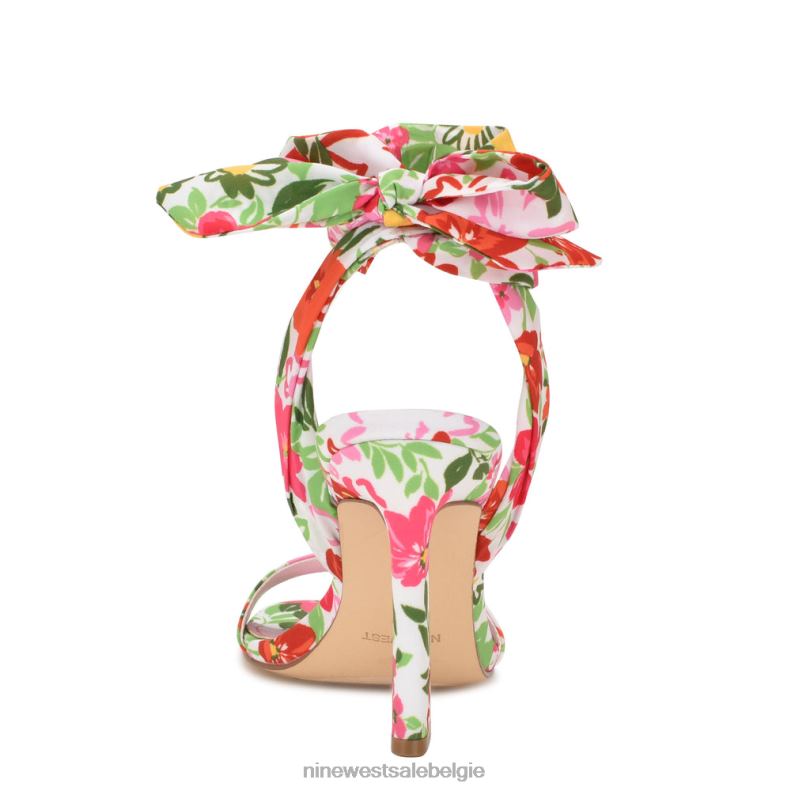 Nine West L48XT183 roze multi-tuin bloemen Kelsie sandalen met enkelwikkel en hak