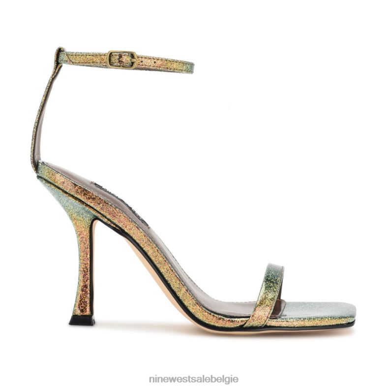 Nine West L48XT1840 bronzen glitters Yess sandalen met enkelbandje