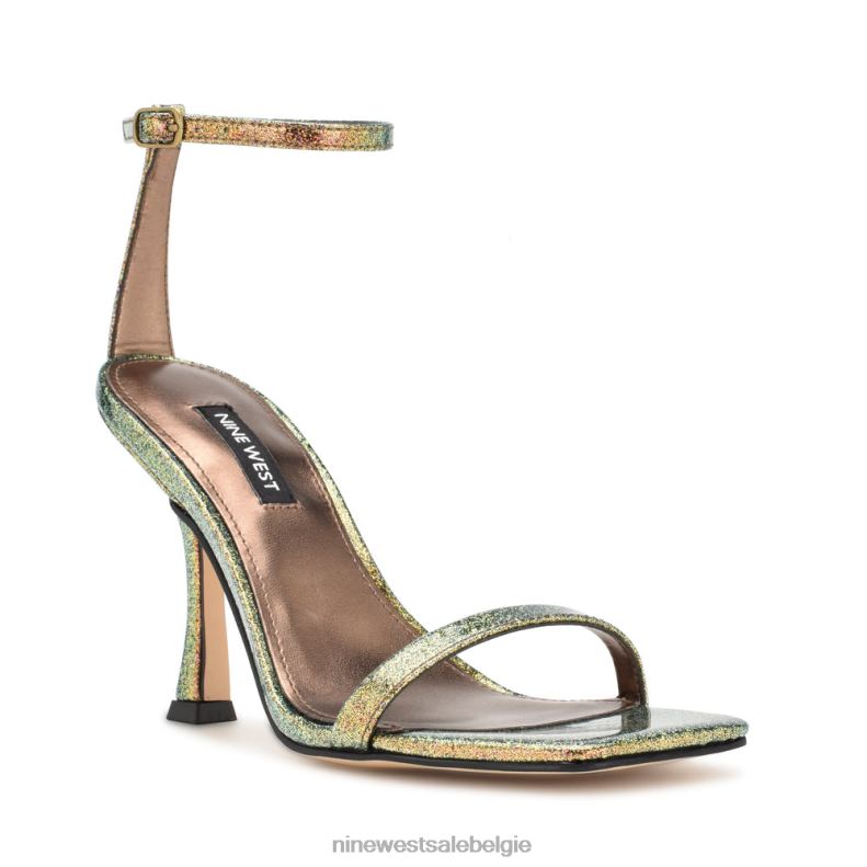 Nine West L48XT1840 bronzen glitters Yess sandalen met enkelbandje