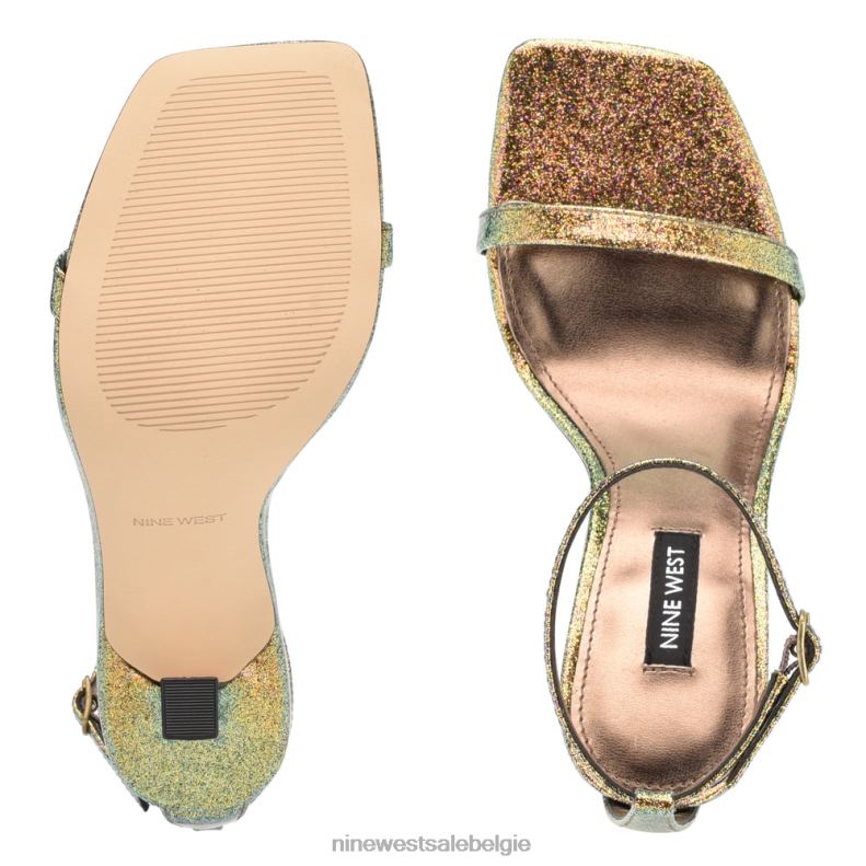 Nine West L48XT1840 bronzen glitters Yess sandalen met enkelbandje