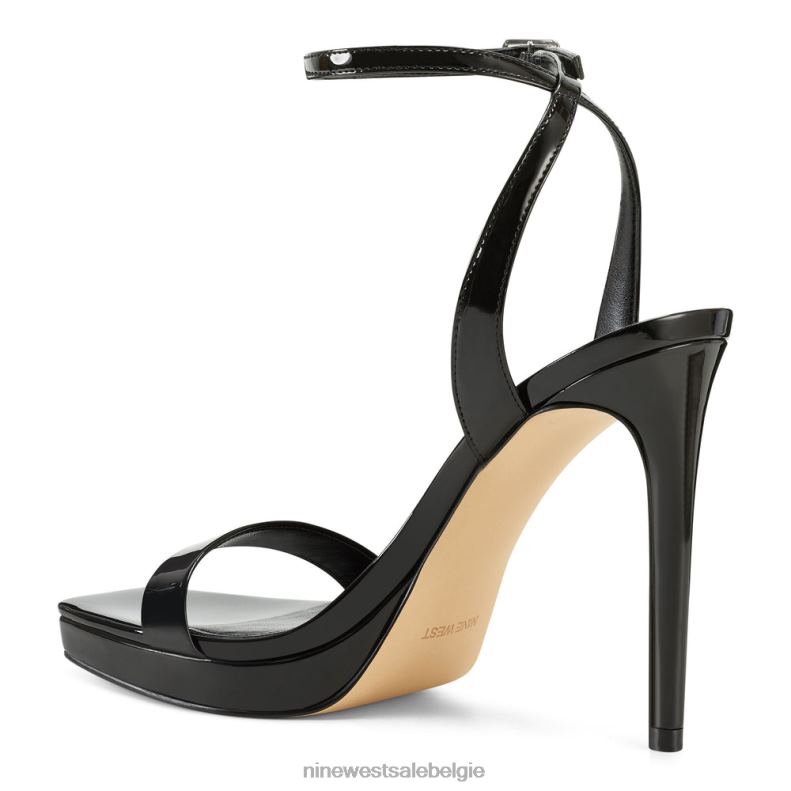 Nine West L48XT1842 zwart patent Zadie sandalen met enkelbandje