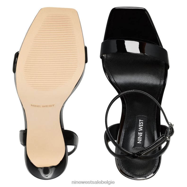 Nine West L48XT1842 zwart patent Zadie sandalen met enkelbandje