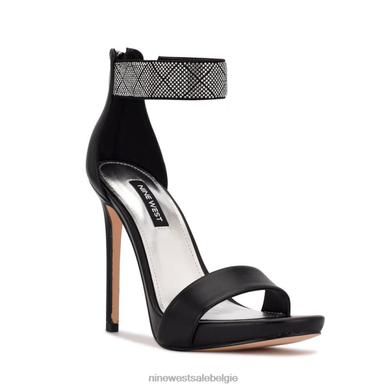 Nine West L48XT1894 zwart kristal utell sandalen met hak en enkelbandje