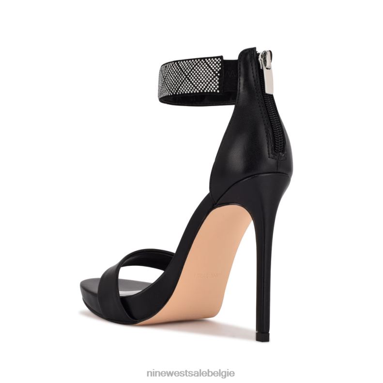 Nine West L48XT1894 zwart kristal utell sandalen met hak en enkelbandje