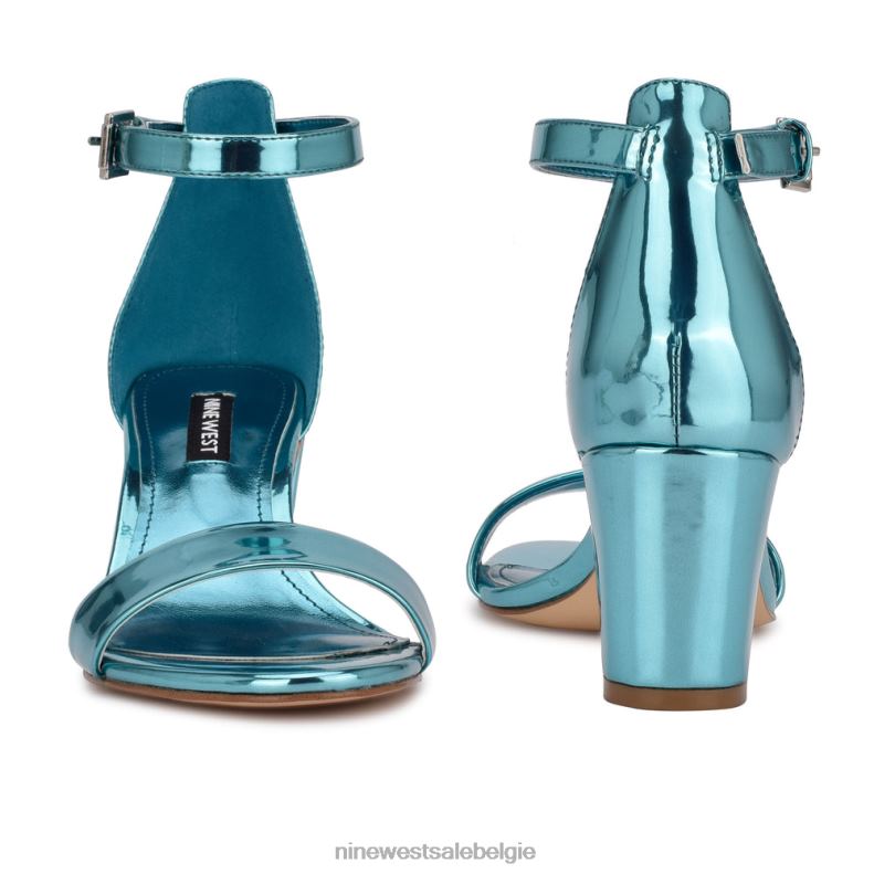 Nine West L48XT1929 blauwe spiegel metallic Sparren sandalen met enkelbandje en blokhak