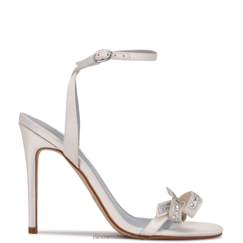 Nine West L48XT1969 wit satijn Trouwen met sandalen met strikhak