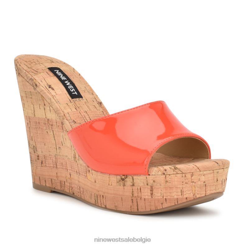 Nine West L48XT196 oranje herden sandalen met sleehak