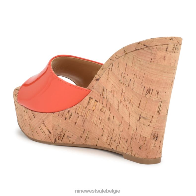 Nine West L48XT196 oranje herden sandalen met sleehak