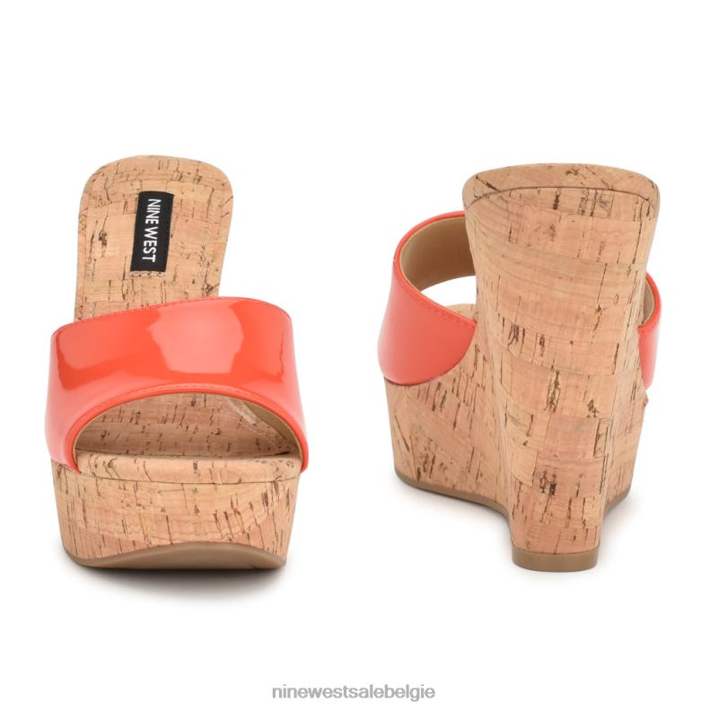 Nine West L48XT196 oranje herden sandalen met sleehak