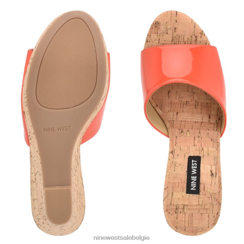 Nine West L48XT196 oranje herden sandalen met sleehak