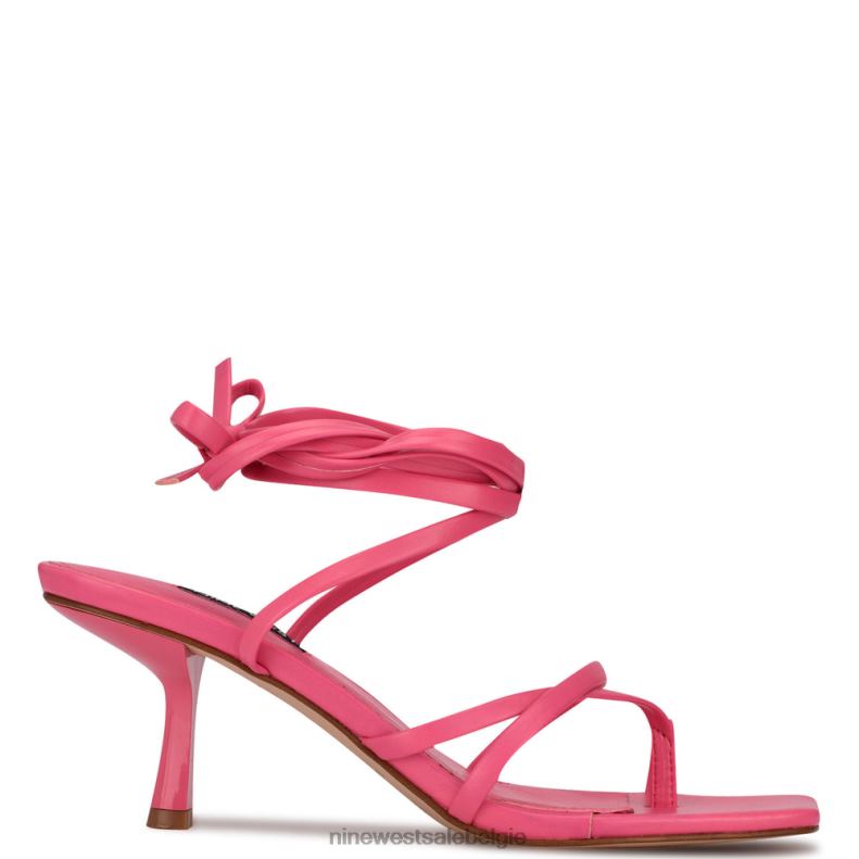 Nine West L48XT1978 wauw roze Pina-sandalen met enkelwikkel en hak