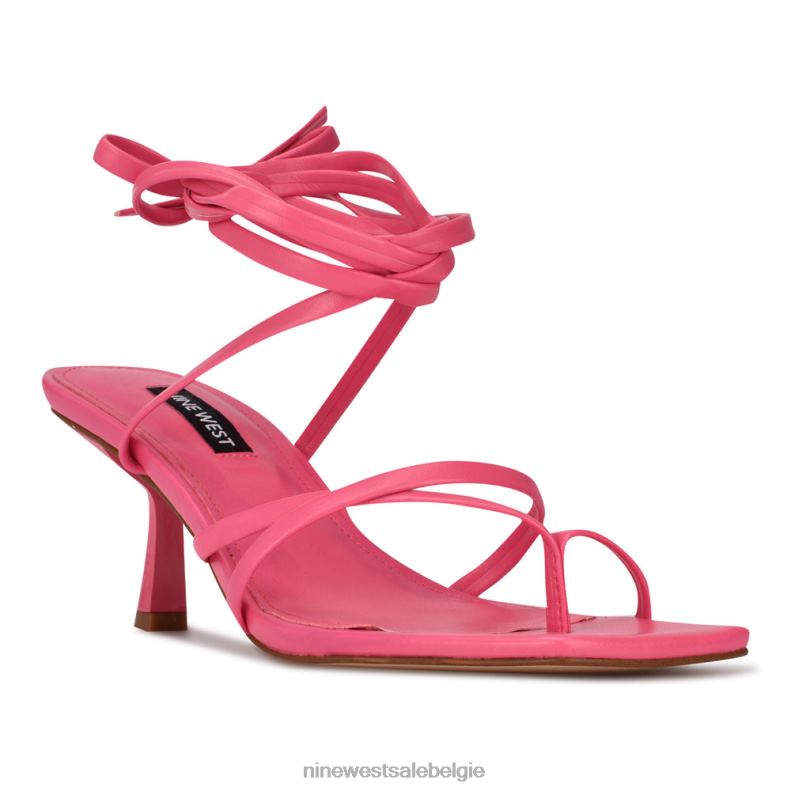 Nine West L48XT1978 wauw roze Pina-sandalen met enkelwikkel en hak