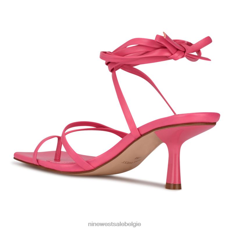 Nine West L48XT1978 wauw roze Pina-sandalen met enkelwikkel en hak