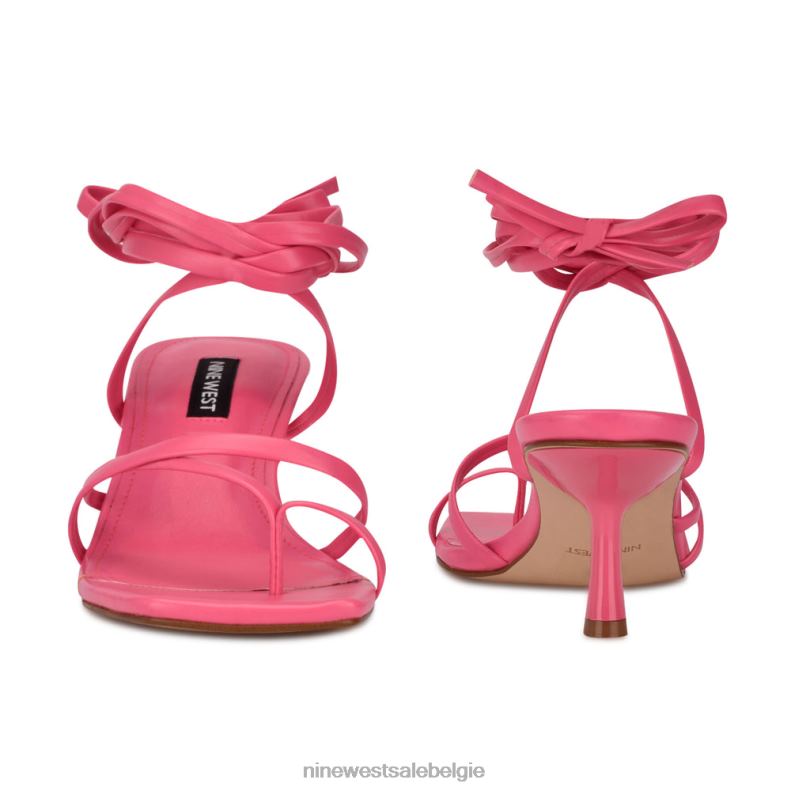 Nine West L48XT1978 wauw roze Pina-sandalen met enkelwikkel en hak