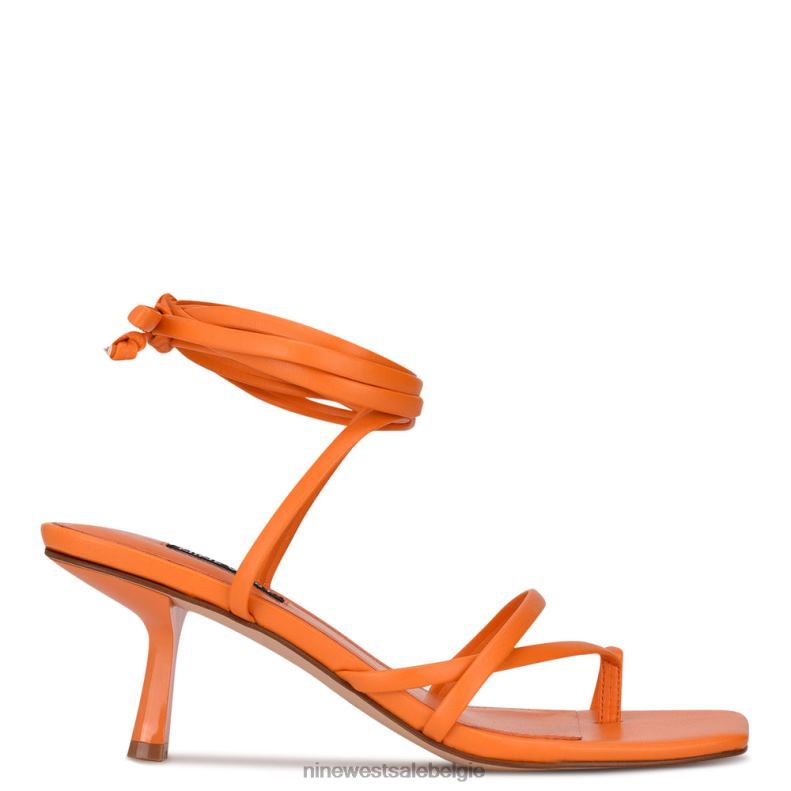 Nine West L48XT1980 levendig oranje Pina-sandalen met enkelwikkel en hak