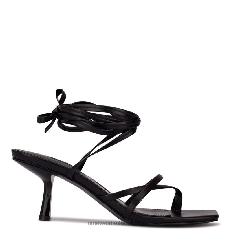 Nine West L48XT1981 zwart Pina-sandalen met enkelwikkel en hak