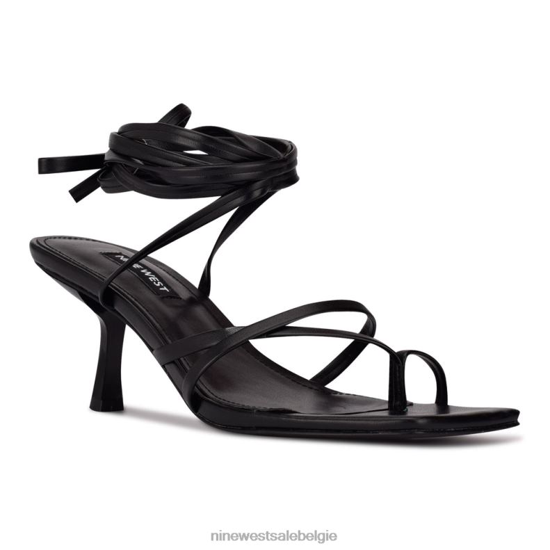 Nine West L48XT1981 zwart Pina-sandalen met enkelwikkel en hak