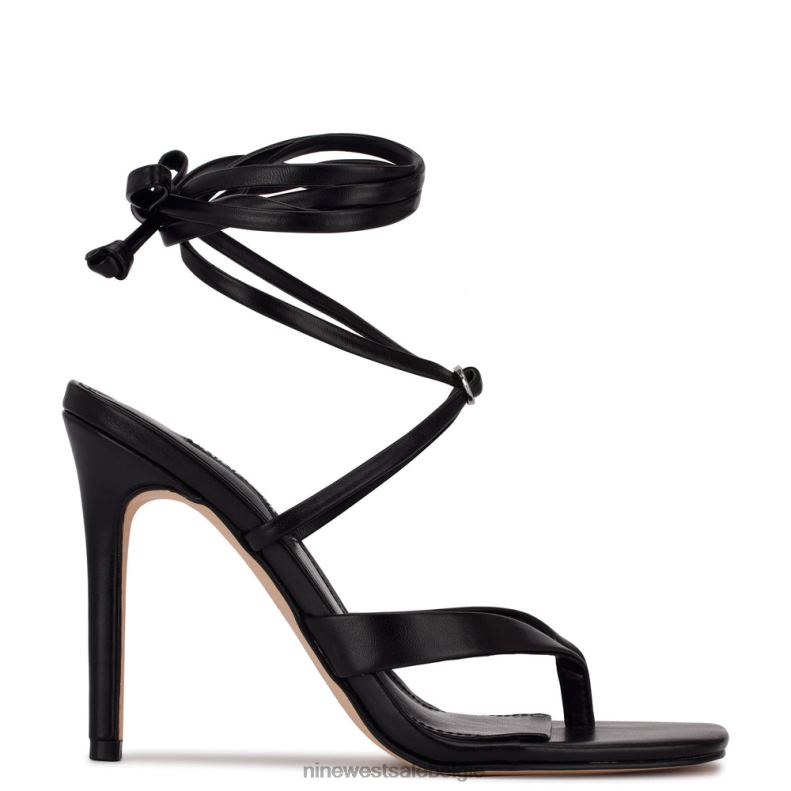 Nine West L48XT1997 zwart Terrie sandalen met enkelwikkel en hak