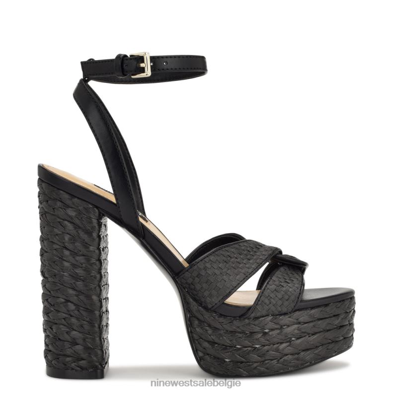 Nine West L48XT200 zwart Hayya geweven platformsandalen