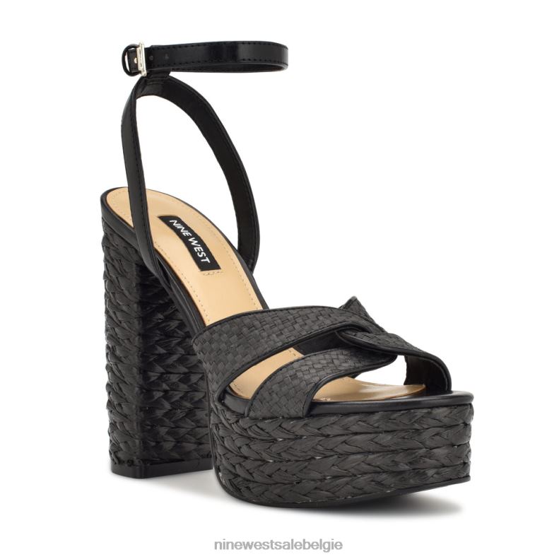 Nine West L48XT200 zwart Hayya geweven platformsandalen