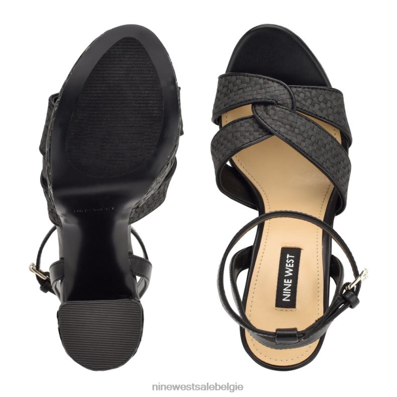 Nine West L48XT200 zwart Hayya geweven platformsandalen