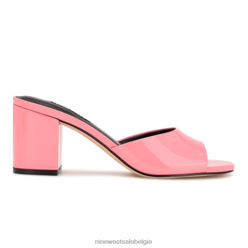 Nine West L48XT202 roze patent Sandalen met ferris blokhak