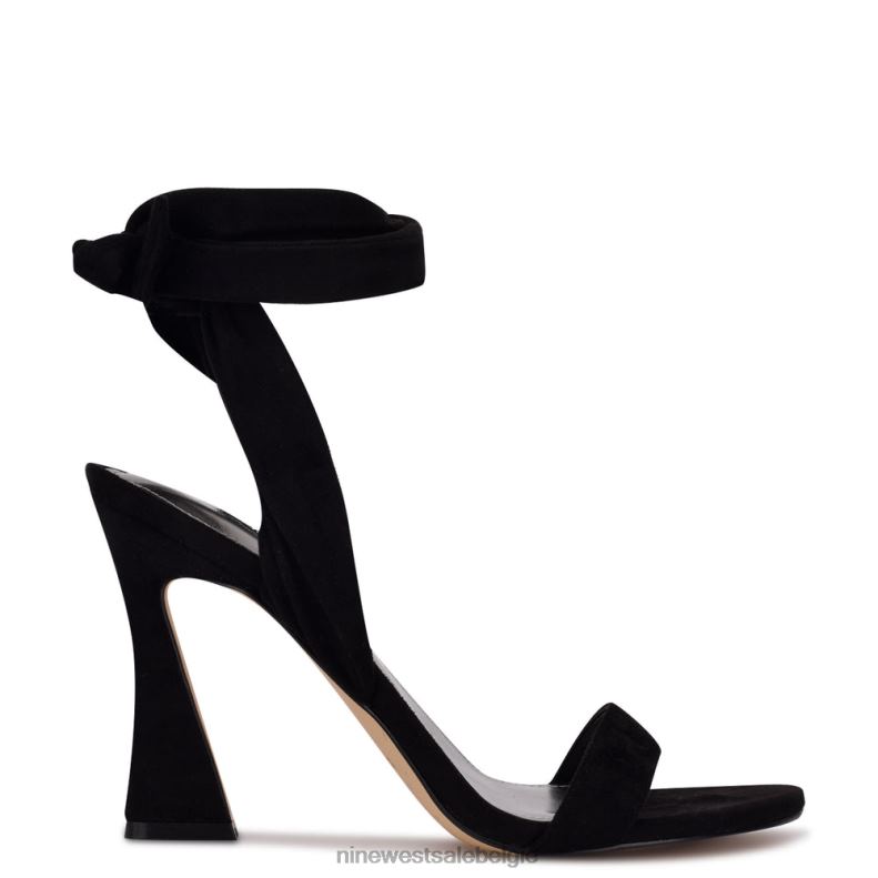 Nine West L48XT2038 zwart suède Kelsie sandalen met enkelwikkel en hak