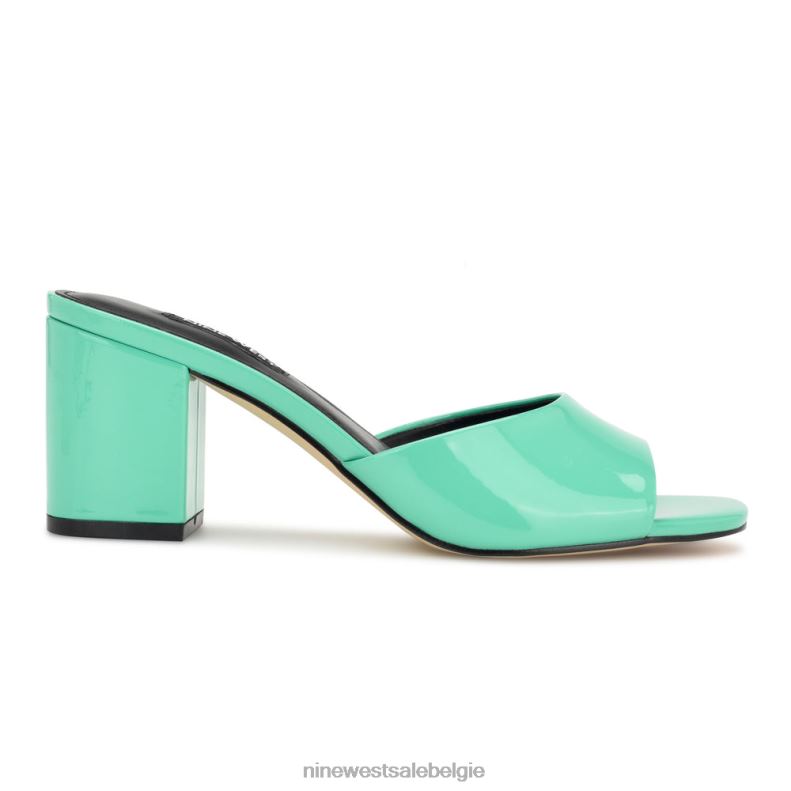 Nine West L48XT204 neon mintgroen lak Sandalen met ferris blokhak