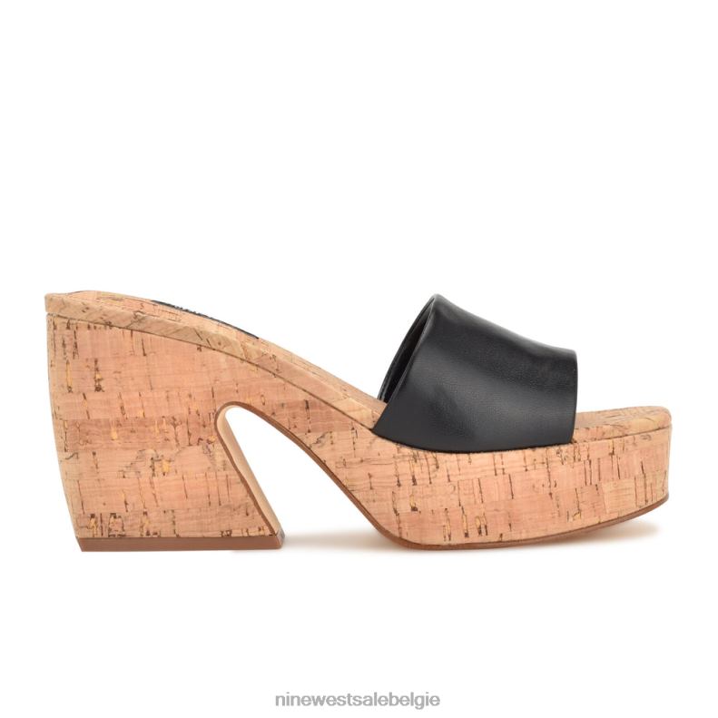 Nine West L48XT207 pikzwart Oklee sandalen met platformslip