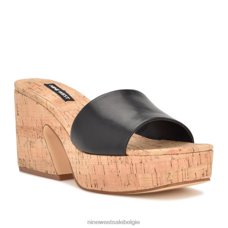 Nine West L48XT207 pikzwart Oklee sandalen met platformslip