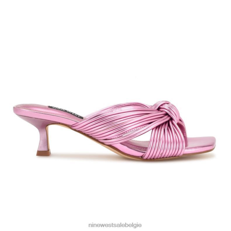 Nine West L48XT219 roze metaalachtig Sandalen met narcissen en hak