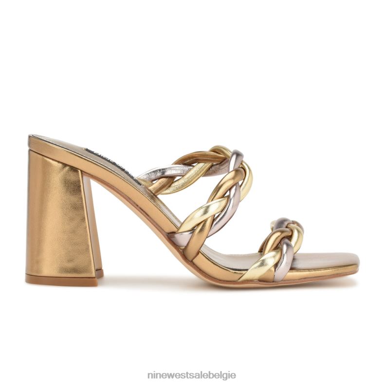 Nine West L48XT226 goud multi Garita sandalen met blokhak