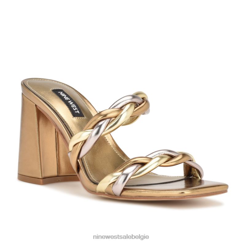 Nine West L48XT226 goud multi Garita sandalen met blokhak