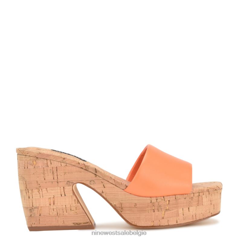 Nine West L48XT242 perfecte oranje Oklee sandalen met platformslip