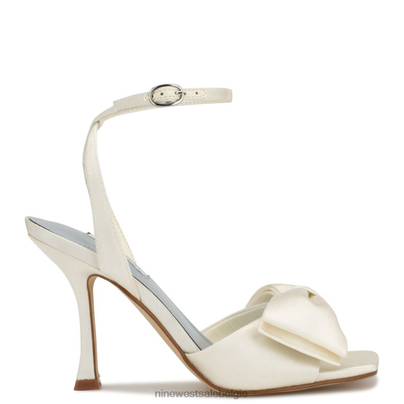 Nine West L48XT270 ivoor satijn Yaway sandalen met enkelwikkel en hak