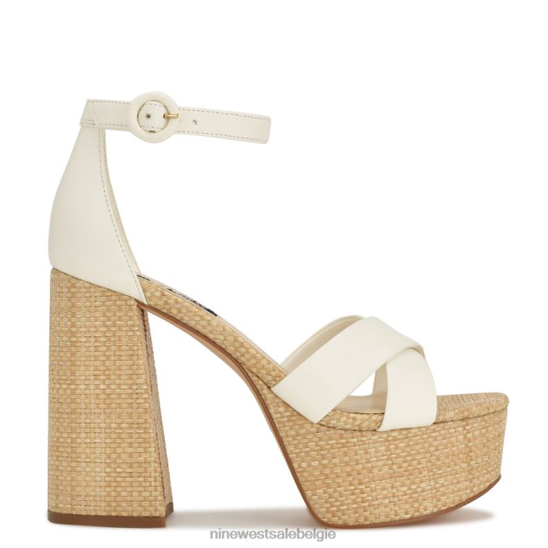 Nine West L48XT274 witte raffia willie platform sandalen