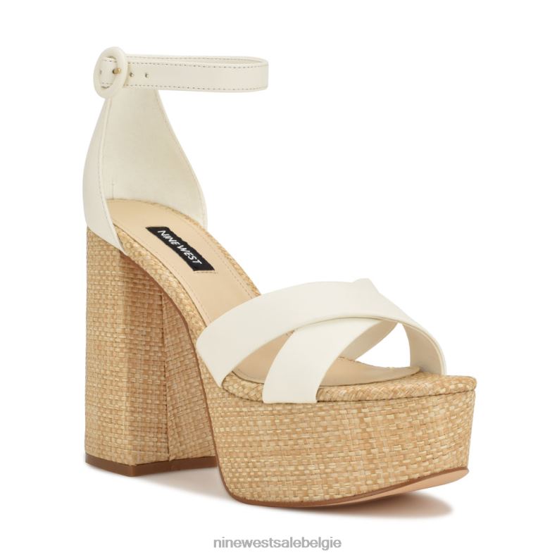 Nine West L48XT274 witte raffia willie platform sandalen